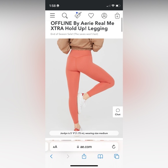 OFFLINE By Aerie Real Me XTRA Hold Up! Legging Size Medium Coral - NEW! - Picture 2 of 5